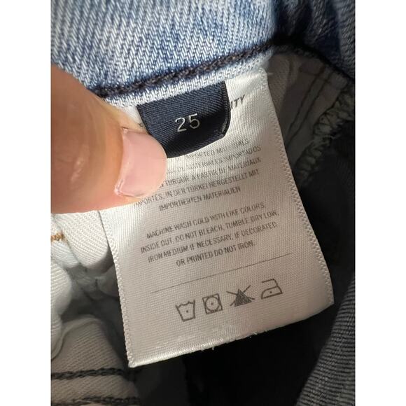 Citizens of Humanity Ella Mid Rise Slim Crop Distressed Denim Blue Jeans Size 25 - Picture 15 of 16